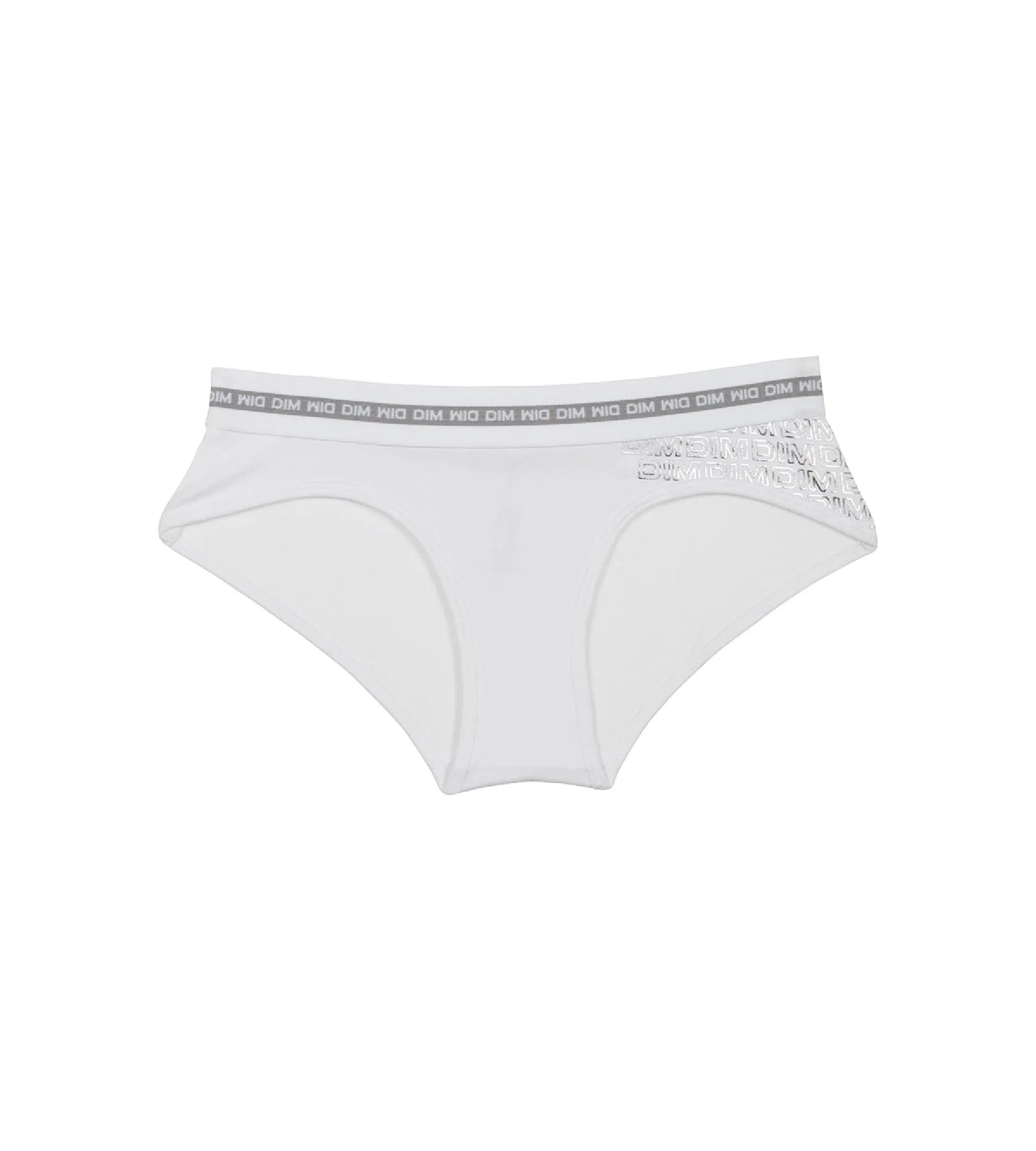 Shorty fille coton stretch Blanc avec impressions argentées Dim Sport