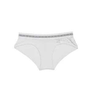 Shorty fille coton stretch Blanc avec impressions argentées Dim Sport