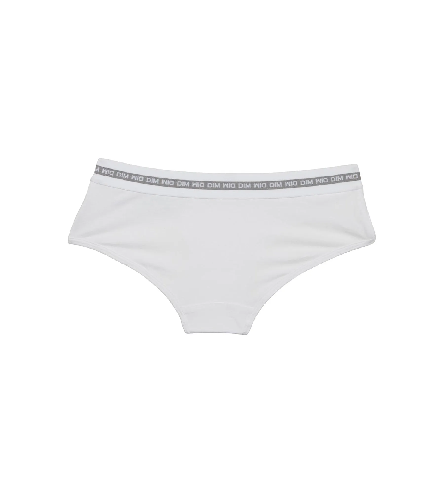 Shorty fille coton stretch Blanc avec impressions argentées Dim Sport
