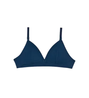 Skin Care wireless marine blue  triangle bra in organic cotton