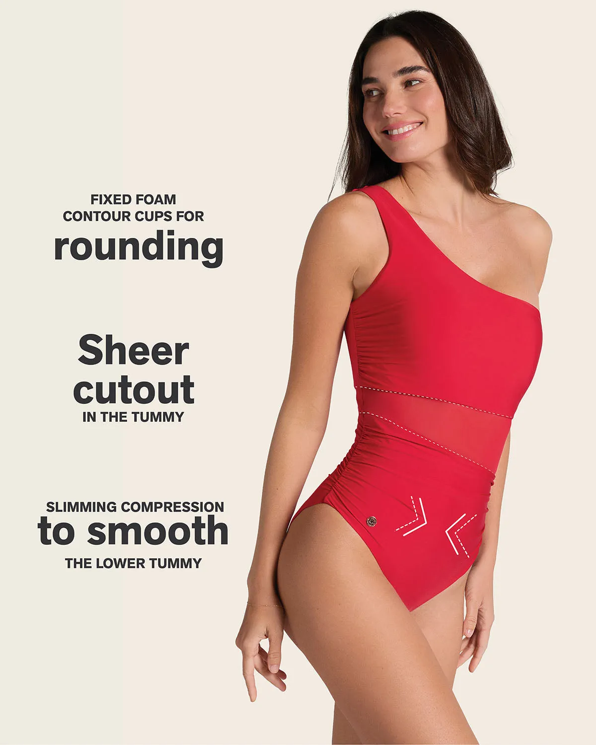 Stunning One-Shoulder One-Piece Shaping Swimsuit