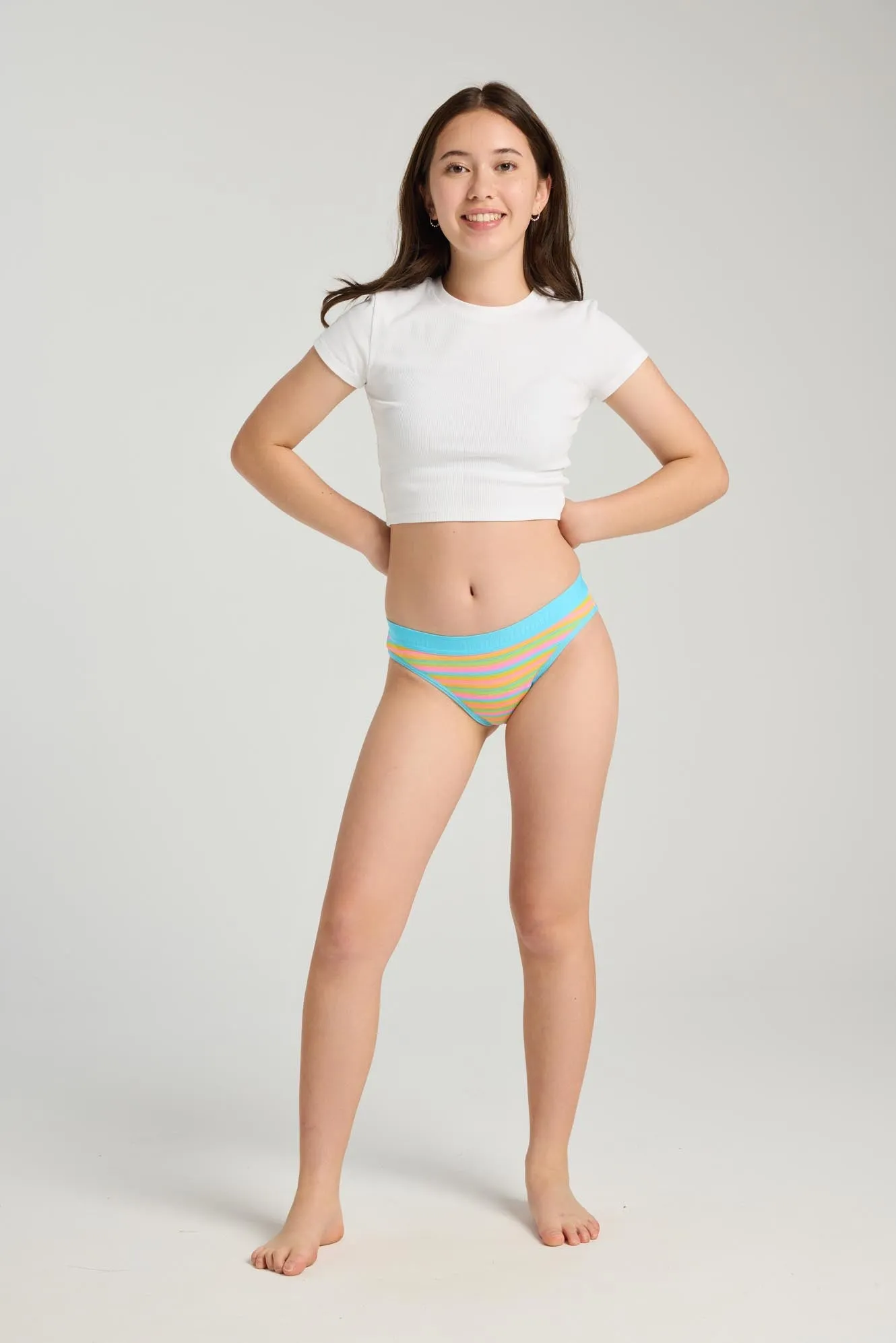Teen Hipster Bikini Moderate Pony Stripe Pink