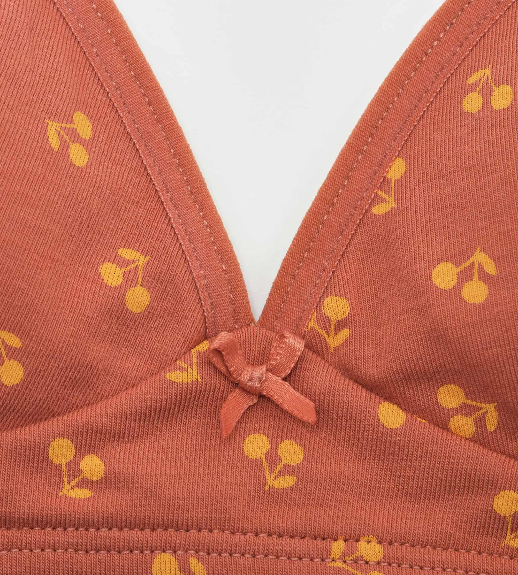 Triangle bra in yellow with cherry pattern Les Pockets