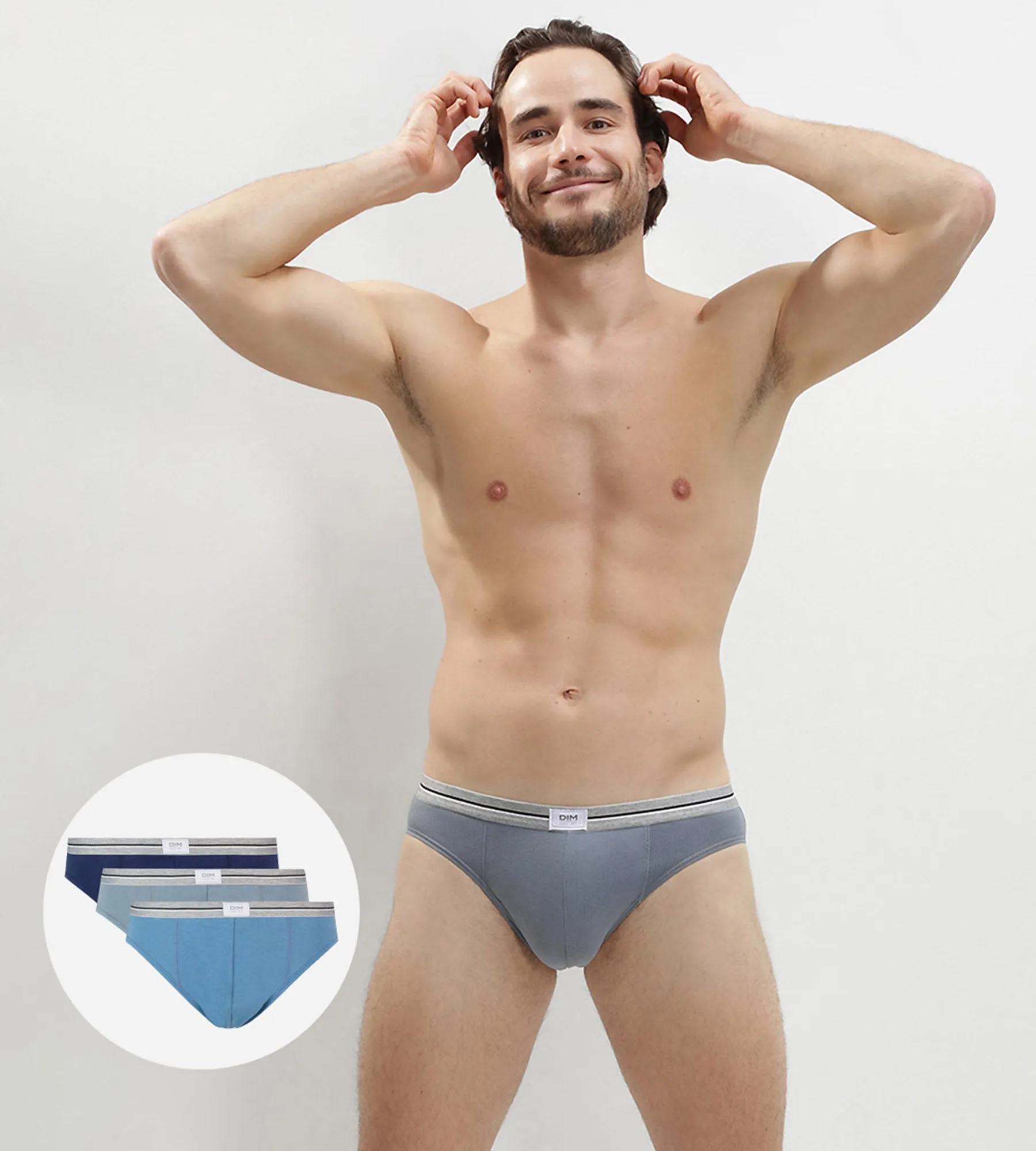 Ultra Resist 3 pack resistant stretch cotton briefs in grey and denim blue