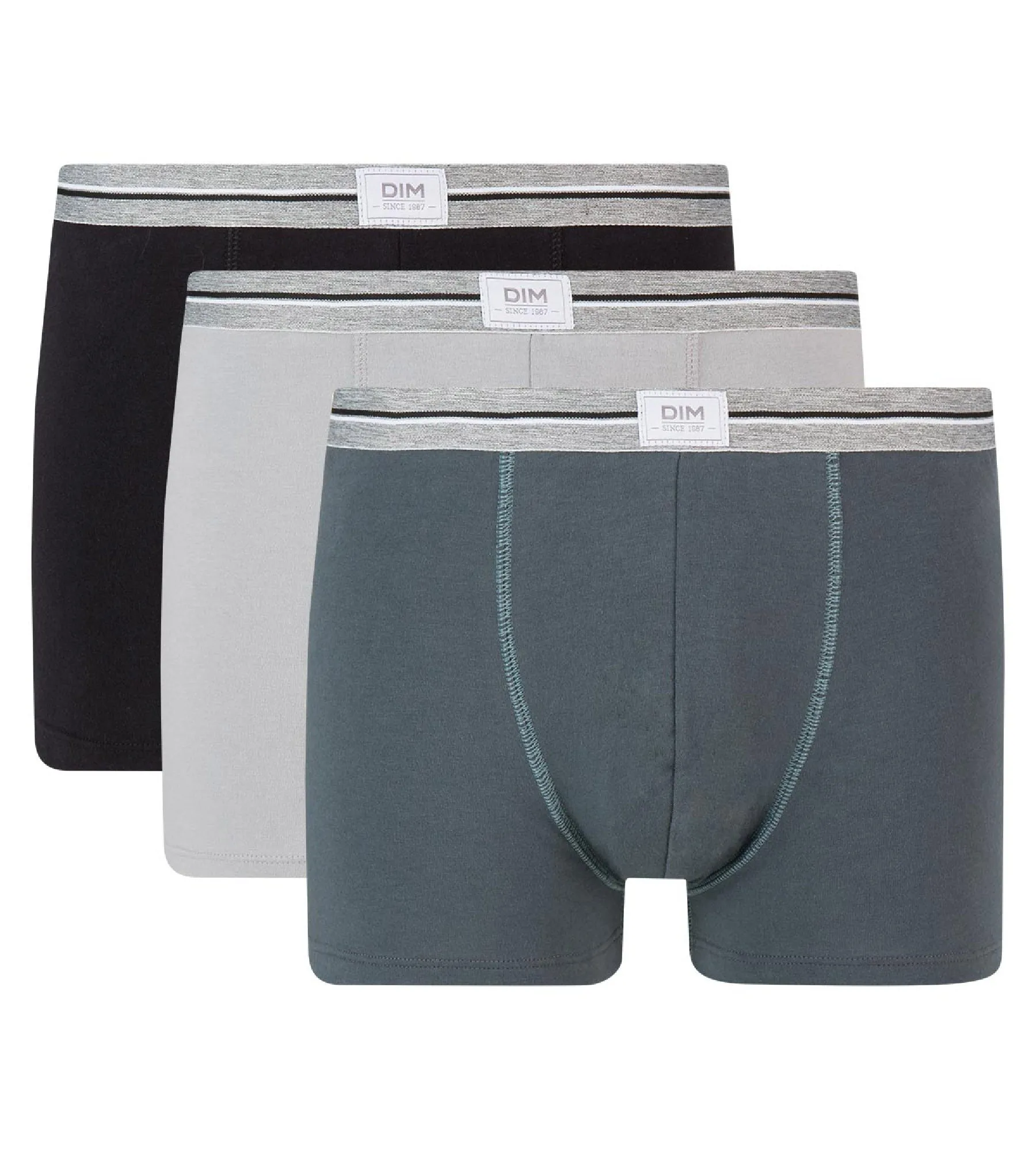 Ultra Resist 3 pack resistant stretch cotton trunks in black and steel grey