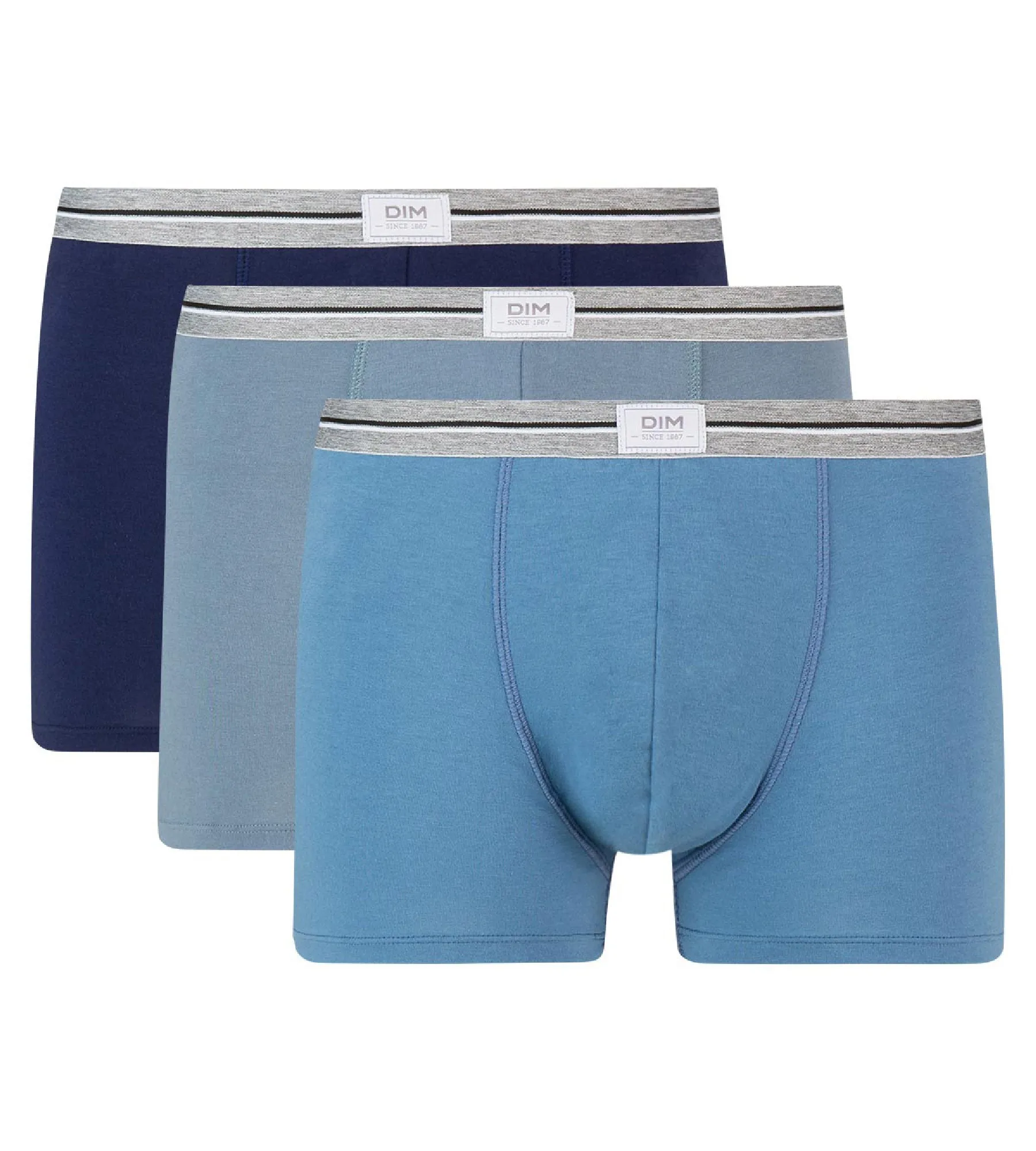 Ultra Resist 3 pack resistant stretch cotton trunks in grey and jeans blue