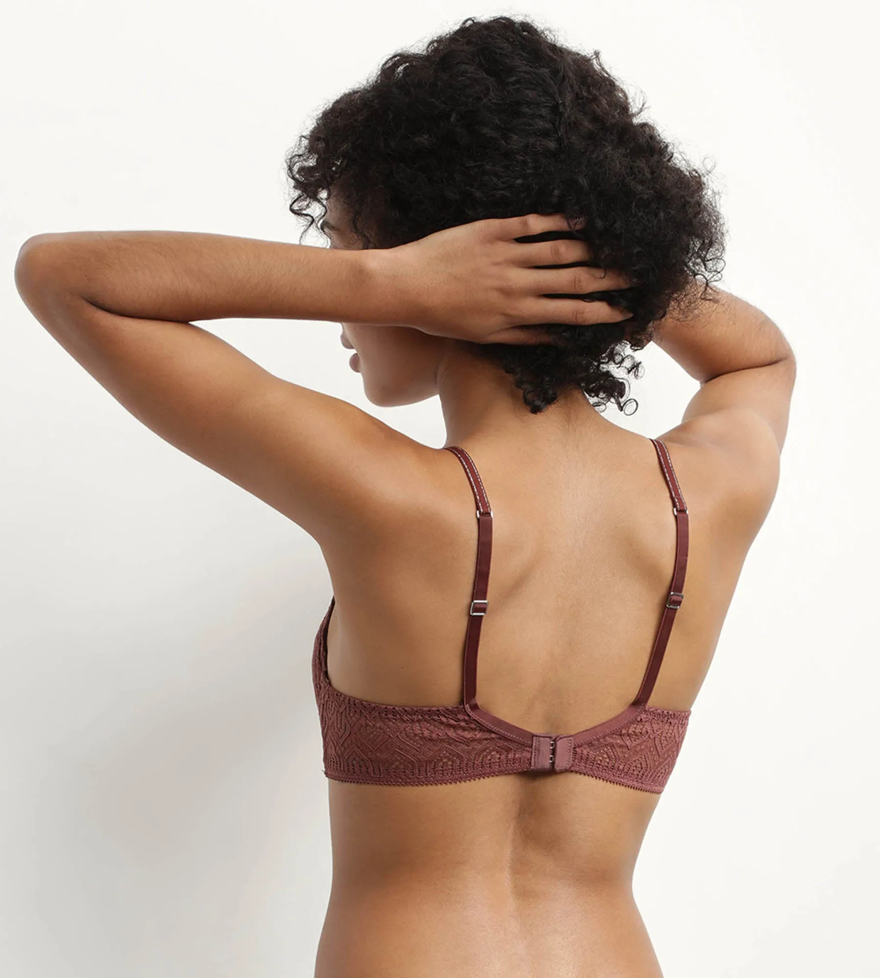 Underwired graphic lace push-up bra in Cacao Mod de Dim