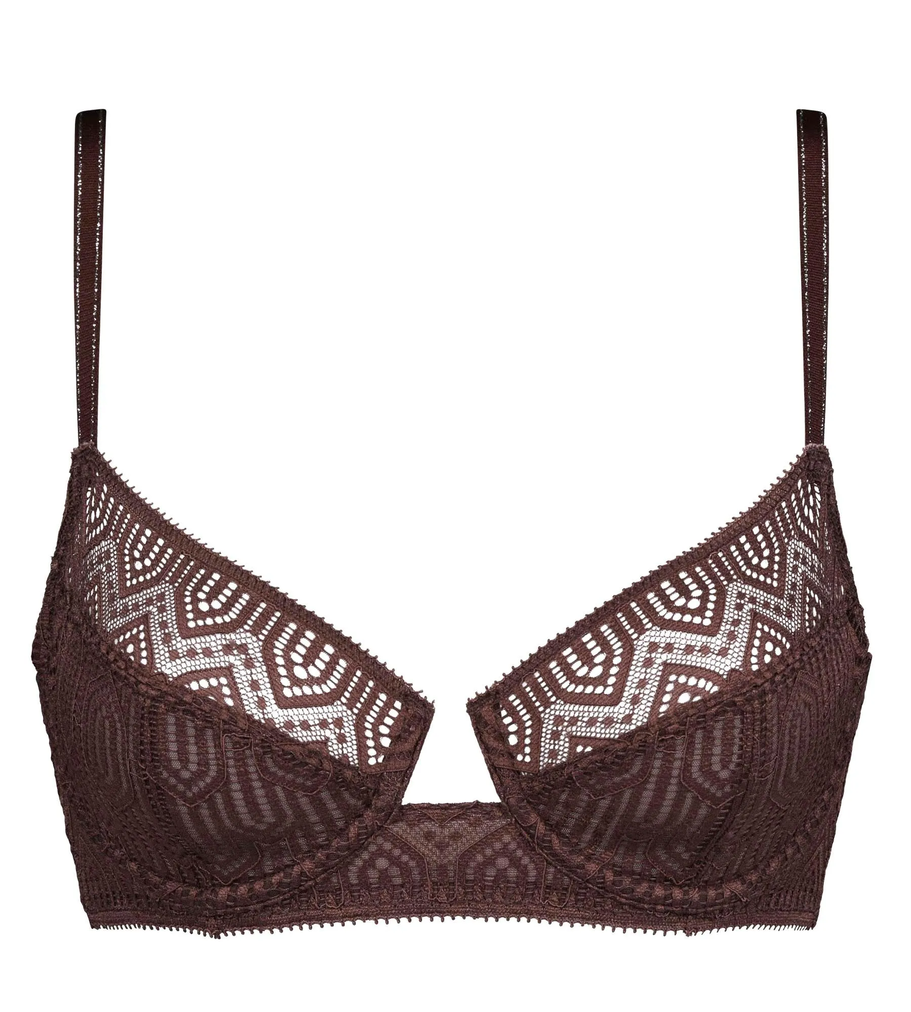 Underwired graphic lace push-up bra in Cacao Mod de Dim