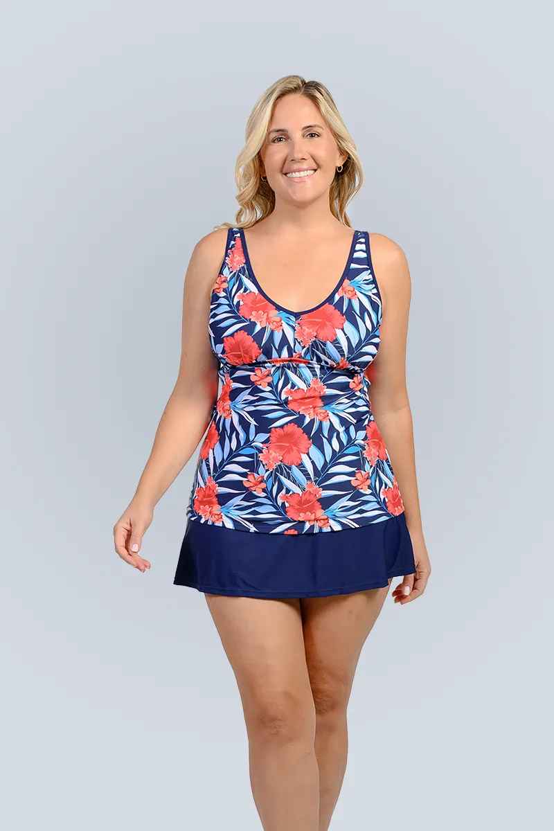 V-neck tankini with skirt bottom in Missy sizes (8-16)
