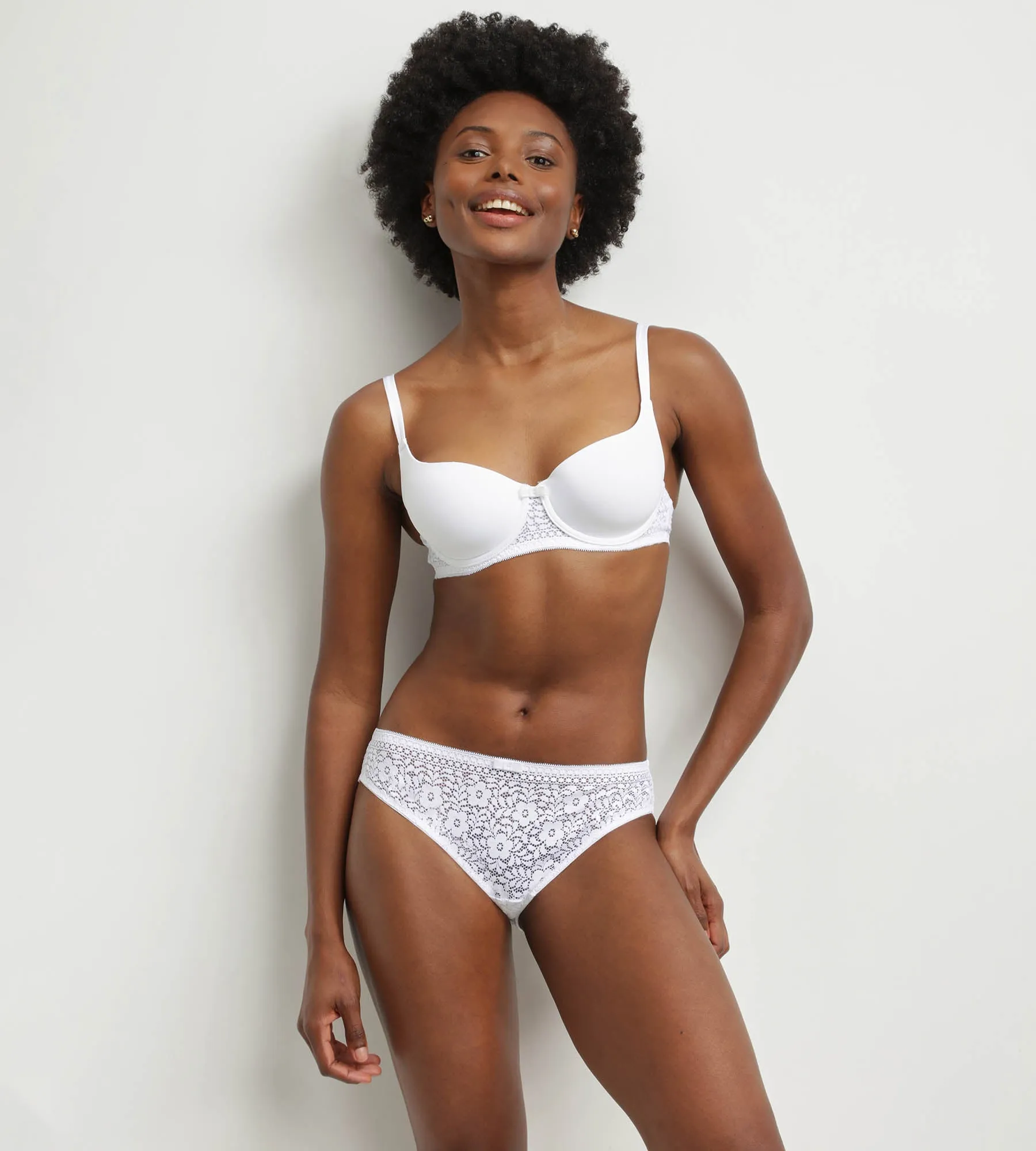 White floral lace recycled basket bra Dim Sublim
