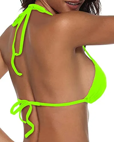 Women Triangle Bikini Top String Bathing Suits Top Halter Swimsuit Top