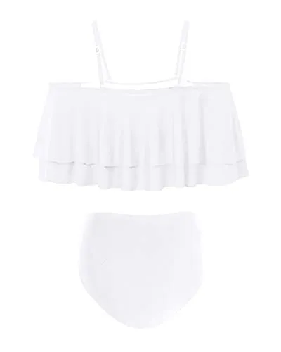 Women Two Piece High Waisted Bikini Set Ruffle Off Shoulder Bathing Suits