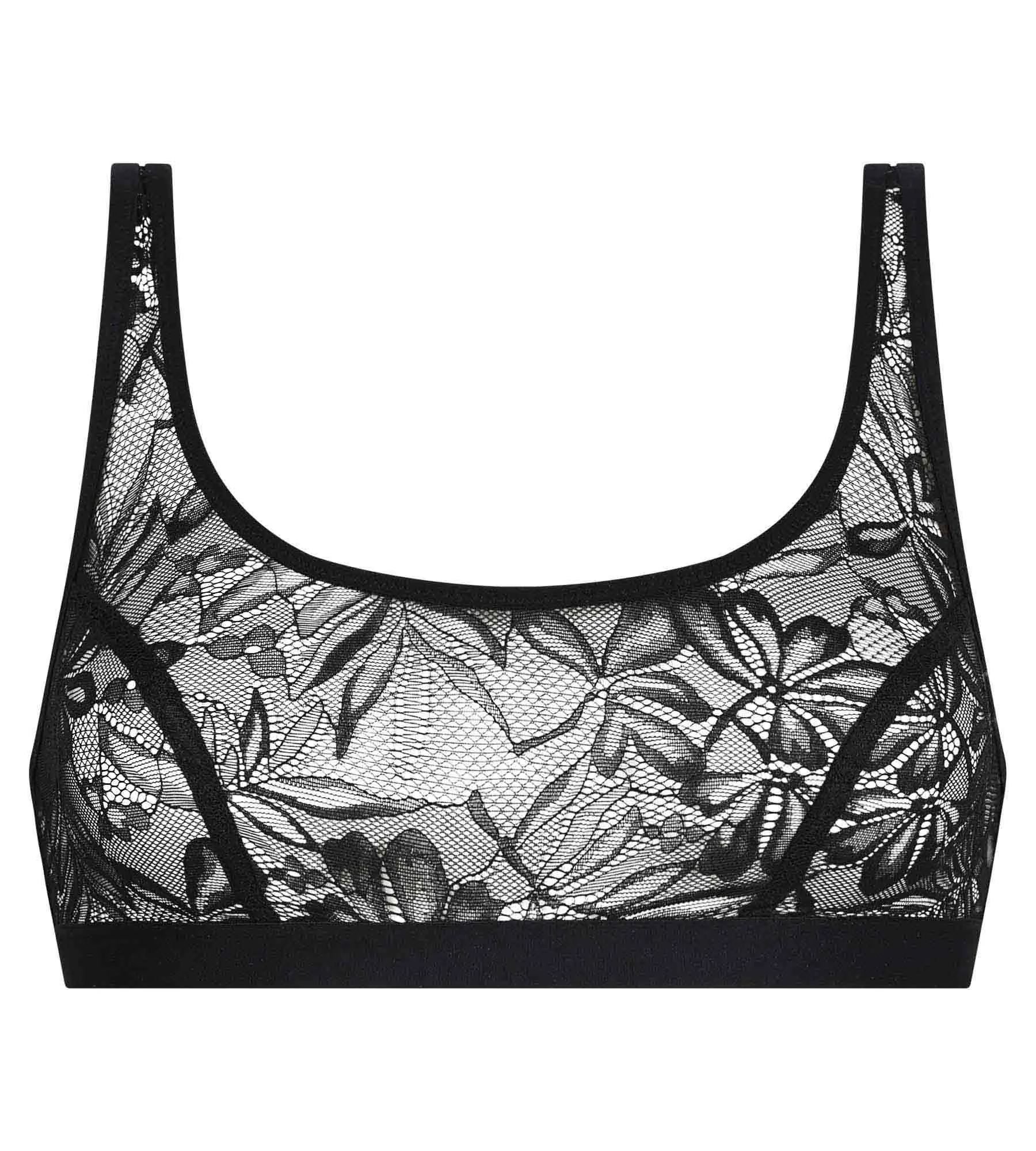 Women's black lace bra with Mod foliage by Dim