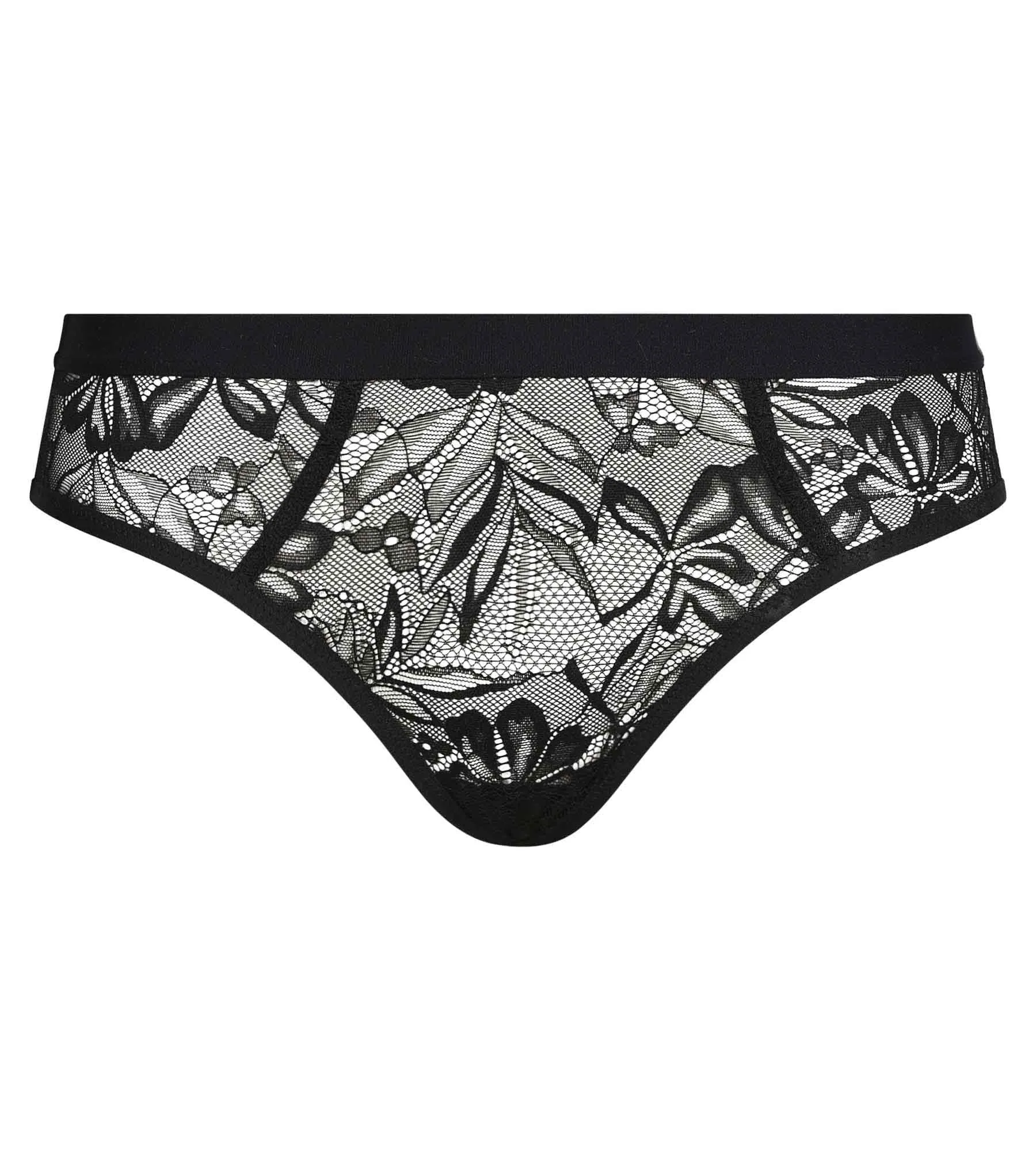 Women's black lace midi panties with Mod foliage by Dim