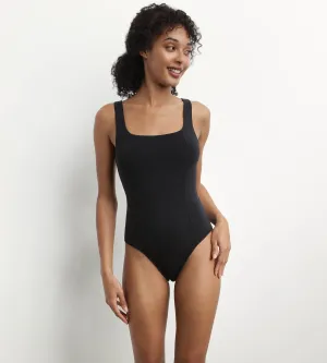 Women's Black modal cotton bodysuit with straps and square neckline Dim Icon