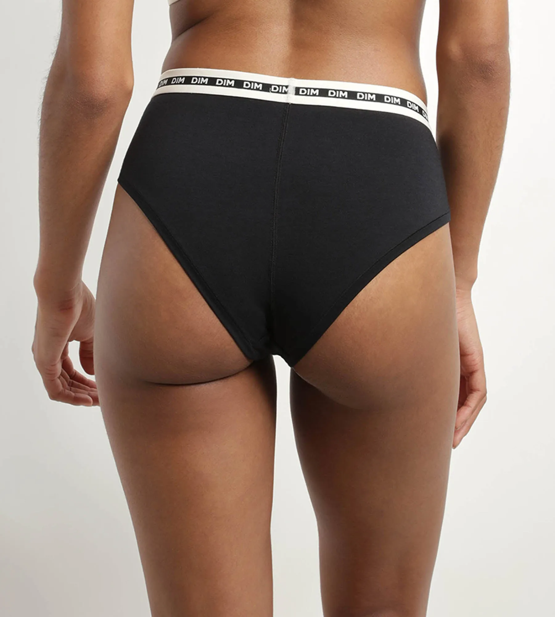 Women's Black modal cotton shorty with contrasting waistband Dim Icon Essentiel