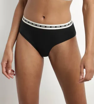 Women's Black modal cotton shorty with contrasting waistband Dim Icon Essentiel