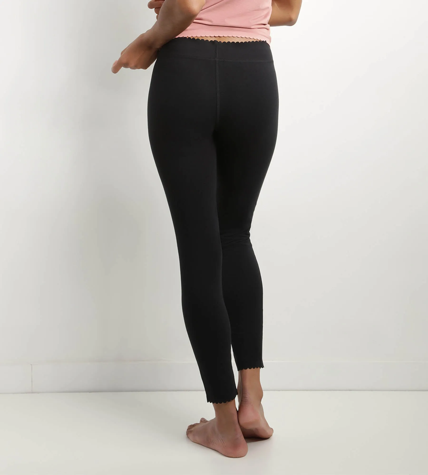 Women's black opaque stretch cotton leggings Body Touch Easy