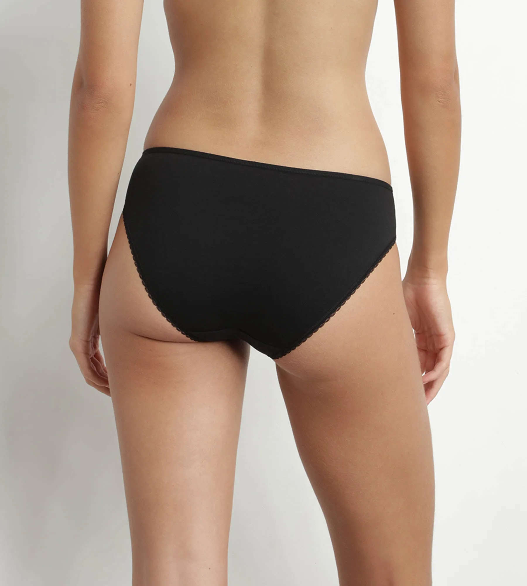 Women's organic cotton and plumetis tulle briefs Noire Generous Dim