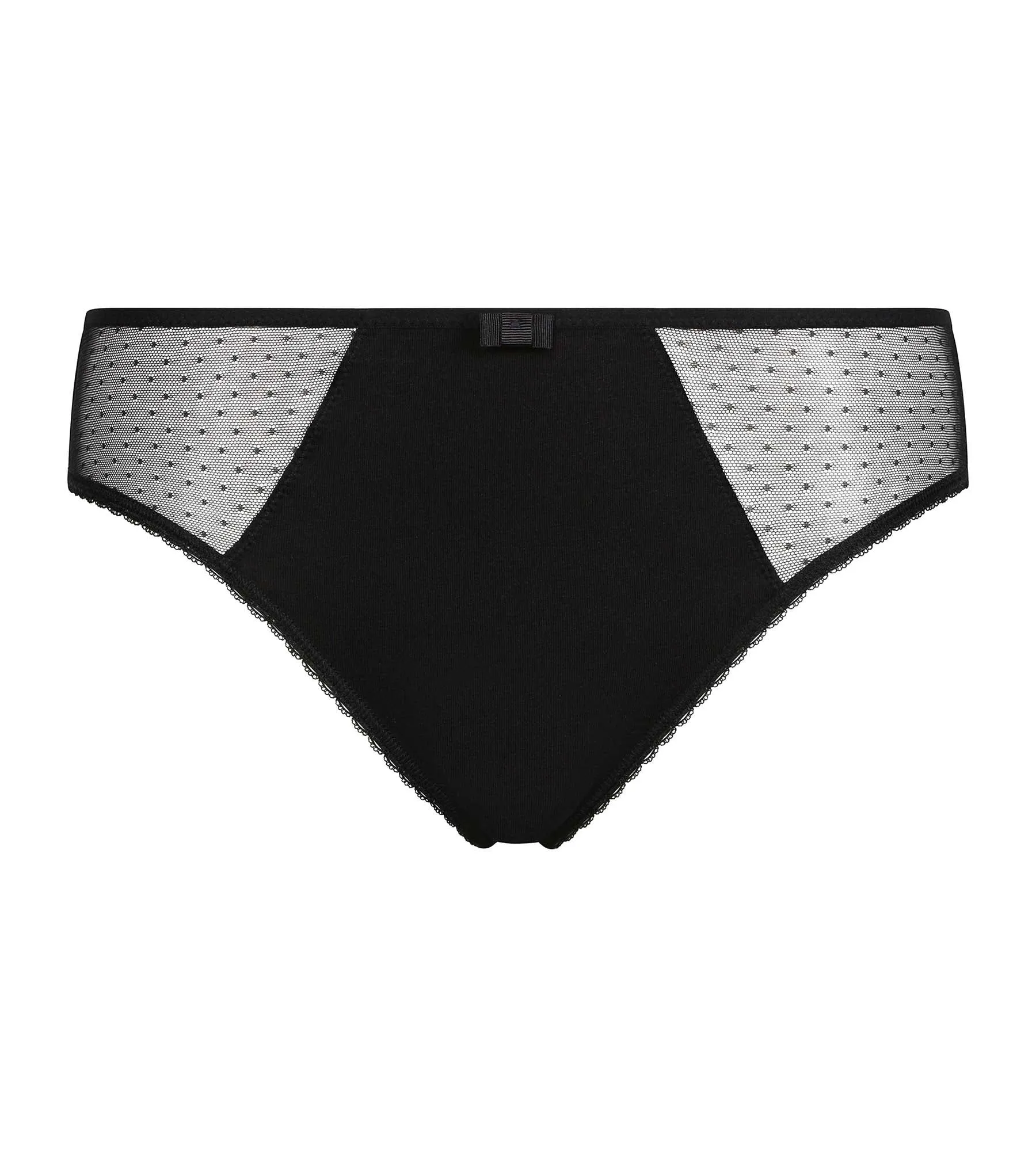 Women's organic cotton and plumetis tulle briefs Noire Generous Dim