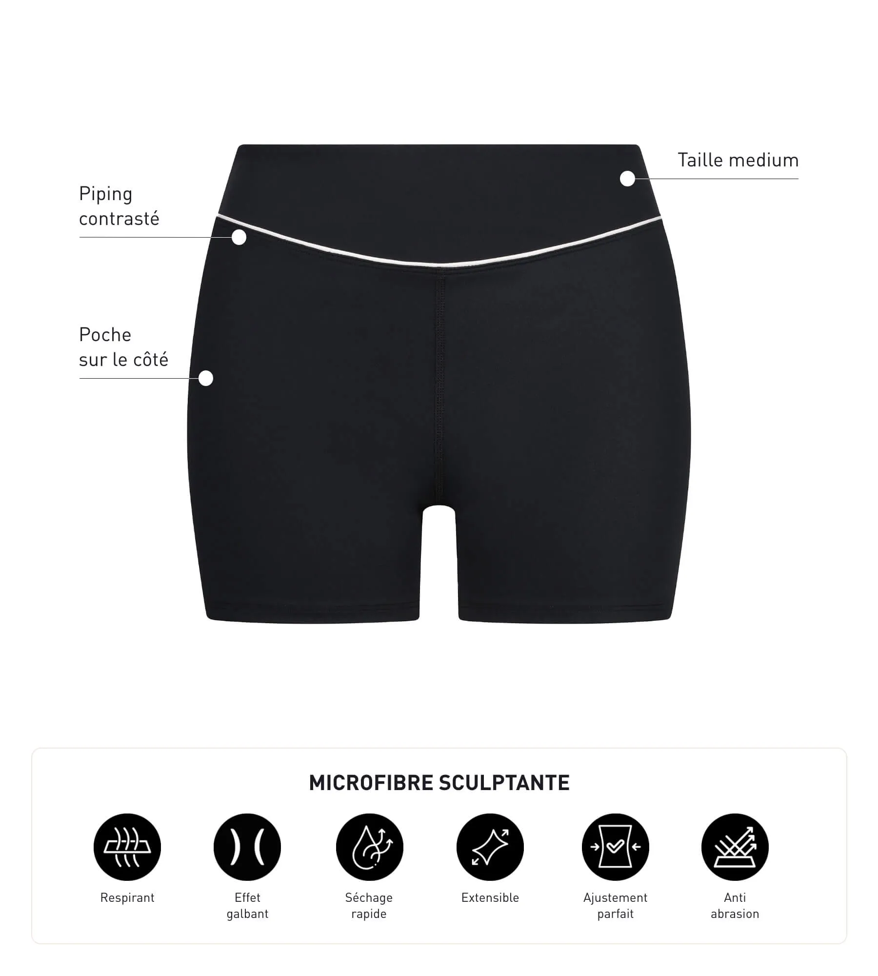 Women's sports shorts in black sculpting microfibre Dim Move