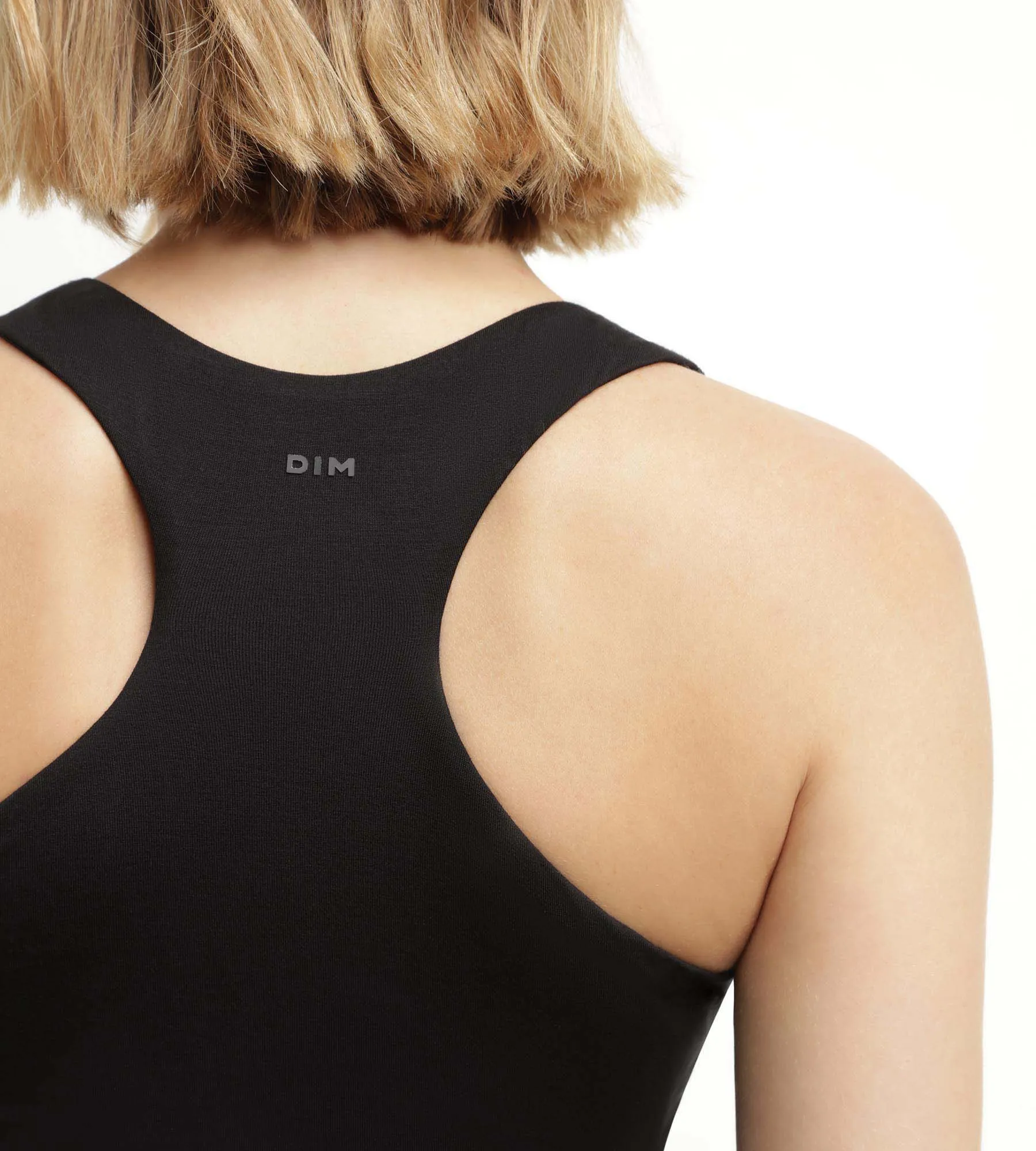 Women's sports tank top in black viscose with bra Dim Move