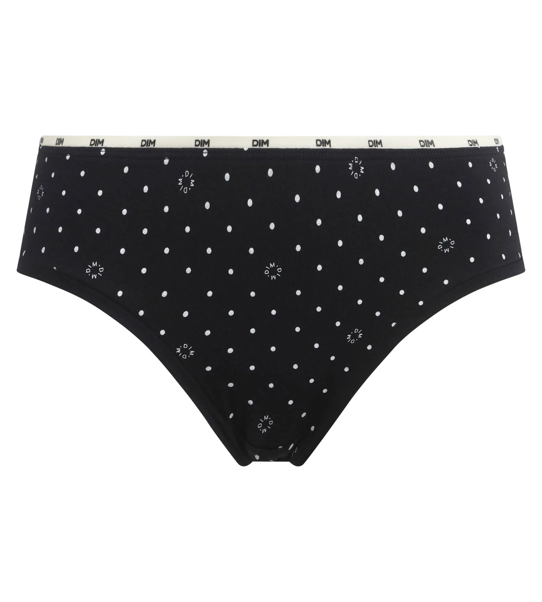 Women's stretch cotton briefs black with logo pattern Dim Icon Essentiel