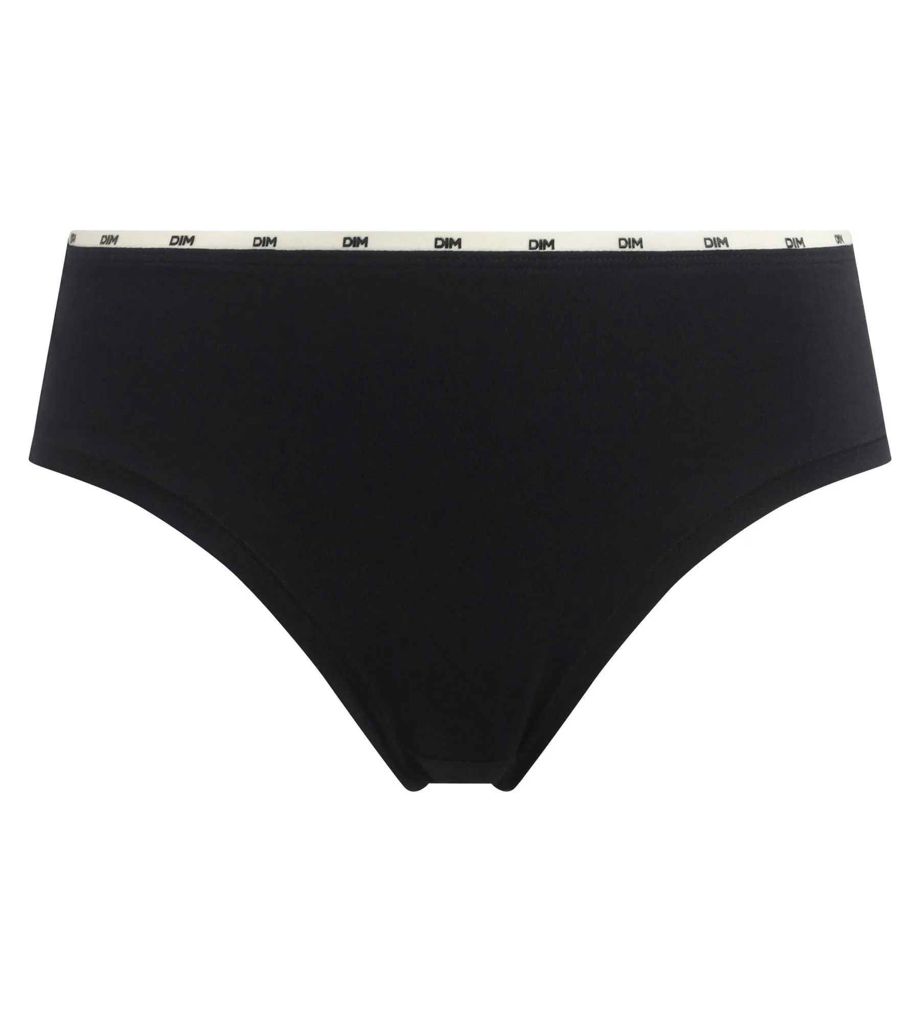 Women's stretch cotton briefs in black with Beige braid Dim Icon Essentiel