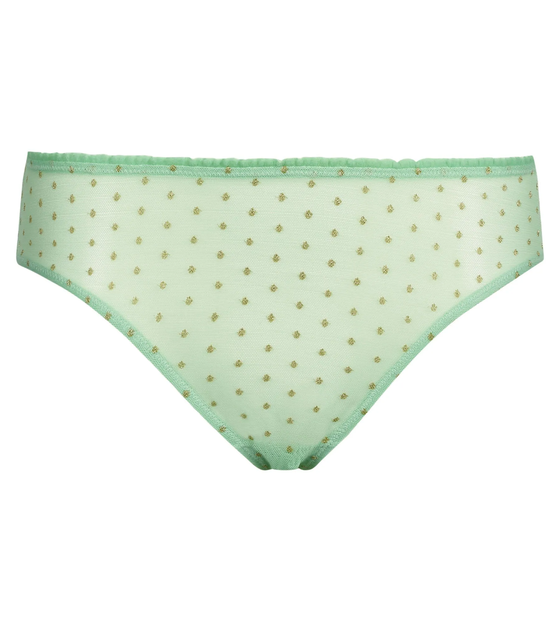 Women's trousers in translucent tulle Green and Lurex polka dots Dim Shiny Mesh